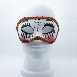 Hongliang Bloody Halloween Masquerade Mask Pintado a mano Crack Mask con Lash Venice Hecho a mano Negro Rojo Día de los muertos Máscaras de ojos - Product Image 6