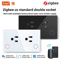 Prise intelligente Tuya Zigbee Wi-Fi avec compteur de puissance, panneau en verre trempé, commande vocale Alexa, prise US