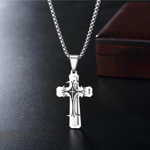 Collana Vintage Multistrato <span class=keywords><strong>con</strong></span> Ciondolo a Croce per Uomo, Catena in Acciaio Inossidabile, Gioielli Quotidiani <span class=keywords><strong>Maschili</strong></span> - Product Image 2