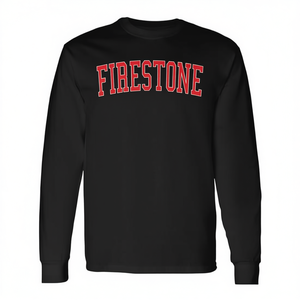Maglietta a maniche lunghe Firestone rossa stile college effetto invecchiato - Product Image 3