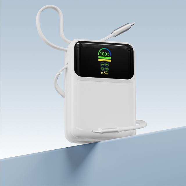 Custom Logo 65W PD Power Bank 20000mAh Portable Charger Built-in USB-C Cables High Capacity Power Bank for Laptops & Phones