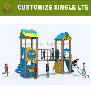 BAIHE série de tubes ronds pont de terrain de jeu en bois bleu bois Playhouse glissière en métal matière plastique Durable pour crèche cour de jeu - Product Image 2