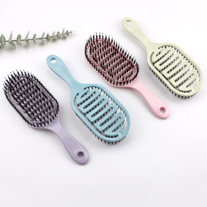 <span class=keywords><strong>Brosse</strong></span> à cheveux démêlante écologique pour femmes et hommes Wave Vegan Climate Neutral Straw Curly Wet Paddle No Tugging Detangler Hairbrush - Product Image 1