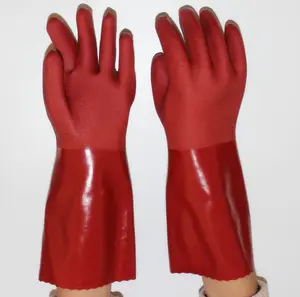 Suncend 35厘米软聚氯乙烯全涂层砂质表面耐油重型工作手套