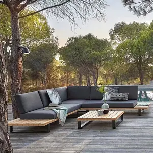 Prezzo diretto di fabbrica divano da esterno in legno per esterni in Rattan componibile da giardino con rivestimento in vimini reclinabile di alta qualità