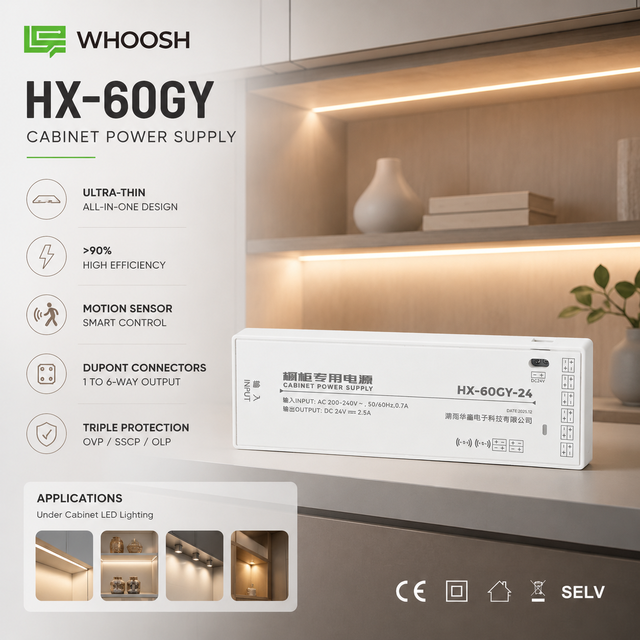 60W 12V 5A Slim LED Switching Power Supply Internal Driver for Kitchen Cabinet Lighting 180-264V Input