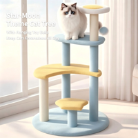 Arbre à chat multi-niveaux avec griffoir en sisal, jouet suspendu, plateforme en peluche douce et plateau en MDF pour chats d'intérieur