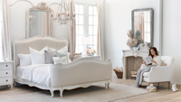 Chambre à coucher Villa de luxe de Style Louis XV de France en bois massif sculpté à la main rétro grand lit lit de mariage doux