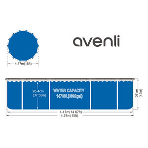 <span class=keywords><strong>Piscina</strong></span> Elevada Redonda Avenli de 15 pies (457 <span class=keywords><strong>cm</strong></span> x <span class=keywords><strong>107</strong></span> <span class=keywords><strong>cm</strong></span>) con Marco de PVC para Jardín Familiar, <span class=keywords><strong>Piscina</strong></span> Exterior con Capacidad para 14736L, la Más Vendida - Product Image 2
