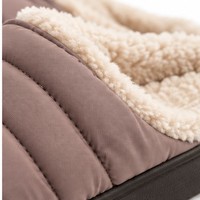 Pantoufles d'intérieur matelassées doublées en peluche mauve à bout fermé, type mule, semelle EVA, pour l'hiver