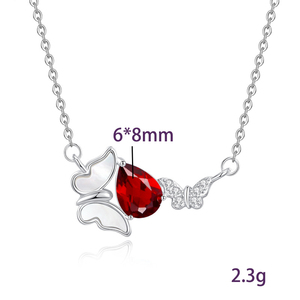 Collier papillon en nacre et pierres naturelles, argent sterling 925, pierres précieuses colorées taille poire 6*8mm, vente en gros (lot de 9) - Product Image 6