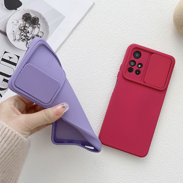 Slide Camera Lens Protection Silicone Cover for Xiaomi POCO F3 M3 X3 NFC Mi 11T 10T Lite Case Mobile Phone Cases Opp Package