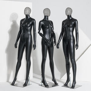 검은 색 플라스틱 Manikin 여성 전신 마네킹 금속 그물 Manquin 머리와 여성 의류을 표시 - Product Image 3