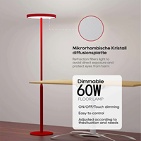 Lampe de sol moderne pour salon ou bureau, abat-jour en aluminium, commande tactile, variateur d'intensité, LED 60W/80W, 3000K-6000K, garantie 3 ans