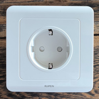 Enchufe de Pared Europeo de Una Salida, 16A 250V, Estándar Alemán, Duradero, Hecho de Material PC Resistente al Fuego, IP11, Estilo Moderno, App Smartlife