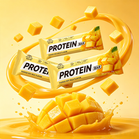 Barre protéinée végétale OEM au lait de soja et mangue, protéines de soja, pois, avoine, amande, marque privée personnalisée