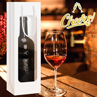 Servicio OEM ODM, Bolsa de Regalo para Botellas Altas, Bolsa de Transporte, Bolsa de Papel para Vino con Ventana de PVC, Personalizada, de Lujo, al por Mayor