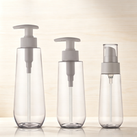 Bouteille de lotion en plastique PET transparente avec pompe, conteneur cosmétique vide pour shampoing et gel douche, logo personnalisé, 100 ml, 200 ml, 300 ml