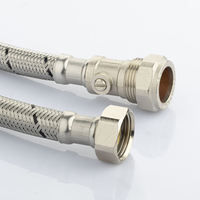 Tuyau tressé en acier inoxydable avec robinet d'arrêt intégré, connecteur flexible pour alimentation en eau, raccords chromés F3/4*22MM
