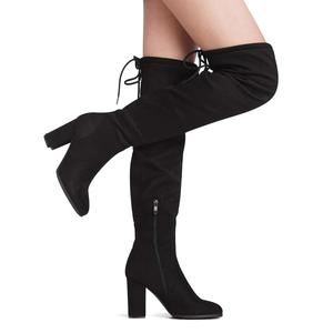 Mode femmes cuisse haute sur le genou bottes bout rond bloc talon moyen longues bottes en fausse fourrure - Product Image 1
