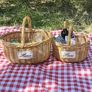 Outdoor Picnic <strong>Wicker</strong> Woven Multifunction Hand-held Kitchen Fruit and Vegetable <strong>Storage</strong> <strong>Basket</strong> - Product Image 3