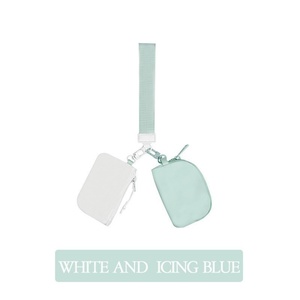 Women's Fashion Clippable Coin Bag with Dual Pouch Card Holder <b>Key</b> <b>Chain</b> Portable Zip Wristlet Wallet for Girls - Product Image 6