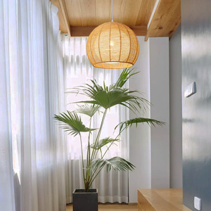 Japanese Style Pendant <b>Light</b> Round Single Head Hemp Rope Lamp For Bedroom Living Room Balcony <b>Dining</b> Room LED <b>Light</b> Source - Product Image 2