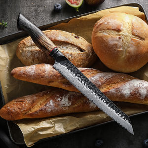 มีดหั่นขนมปังเหล็กดามัสกัสคุณภาพสูง XINZUO ด้ามไม้โอ๊คขาวเผา ดีไซน์เฉพาะตัว คมกริบ - Product Image 5