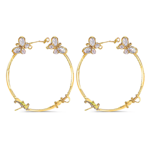 Pendientes de Aro de Cristal, Chapados en Oro, Acero Inoxidable 316L, Diseño de Mariposa, para Mujer, Joyería de Moda - Product Image 2