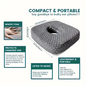 Cuscino per Orecchie a Forma di Ciambella in Memory Foam con Foro, Cuscino per Dormire sul Fianco per Alleviare il <span class=keywords><strong>Dolore</strong></span> all'Orecchio, Protezione per CNH e Piercing - Product Image 4