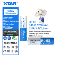Batterie au lithium rechargeable à cathode LiCoO2 à semi-conducteurs XTAR, 14500 1200mAh 4.2V 2.5A, certifiée CE, vente en gros d'usine OEM