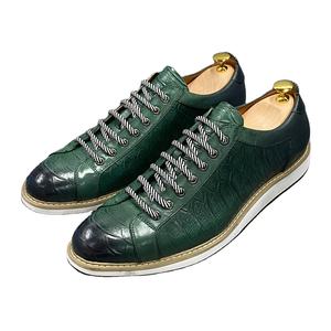 Zapatos Casuales de Lujo Europeos para Hombre 2026, de Cuero Genuino de Vaca, con Diseño Puntiagudo en Verde y Negro con Estampado de Cocodrilo - Product Image 5