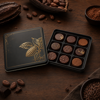 Boîte en métal carrée vide personnalisée en usine avec insert pour emballage de truffes au chocolat
