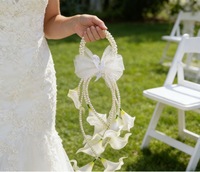 Bouquet de mariée S531 fini, luxueux, vintage, européen, élégant, avec fleurs de lys Calla, lotus et perles, à cordon de serrage