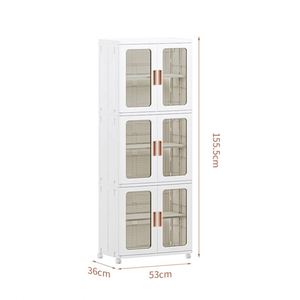 Vente en gros Armoire de rangement pliable à 3 niveaux en plastique Boîtes à jouets pour vêtements Bacs Chariot de rangement de <span class=keywords><strong>cuisine</strong></span> transparent à roulettes - Product Image 6
