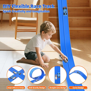 <span class=keywords><strong>Pista</strong></span> <span class=keywords><strong>de</strong></span> Carreras <span class=keywords><strong>de</strong></span> 15 Pies con Ventosas y 2 Coches <span class=keywords><strong>de</strong></span> Aleación y 3 Anclajes, Compatible con Coches <span class=keywords><strong>de</strong></span> Metal Fundido, <span class=keywords><strong>Pista</strong></span> <span class=keywords><strong>de</strong></span> Carreras Flexible para Niños - Product Image 2