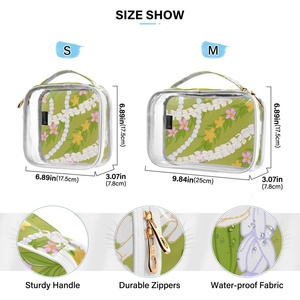 2-PACK Custom Puakenikeni Lei Green Flower Print Small Transparent PVC Clear Cosmetic Make-Up <b>Bags</b> Toiletry <b>Bag</b> for Women Travel - Product Image 3