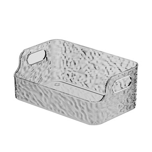 Desktop Storage Box Transparent Gray With Handles For Makeup And Skincare Products Organizers - Product Image 1