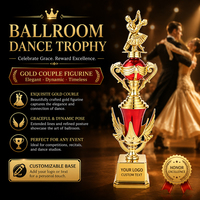 Trofeo de Baile Personalizable, Chapado en Oro, de Plástico, Premio Deportivo con Figuras Intercambiables para Competiciones de Baile