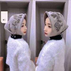 Chapeau de soleil <span class=keywords><strong>islamique</strong></span> à franges pour femmes-Casquette de hijab à visière brodée avec <span class=keywords><strong>voile</strong></span> de soleil, couverture de prière de plage - Product Image 6