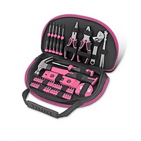 Juego de Herramientas Combinadas de Acero al Carbono Rosa para Mujer, 63 Piezas, Marca Xi Meng, Llaves, Destornilladores, Herramientas de Reparación para el Hogar