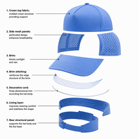 Casquette de baseball imperméable à 5 panneaux 100 % polyester, style sport, avec découpe laser perforée motif feuille léopard, idéale pour la plage