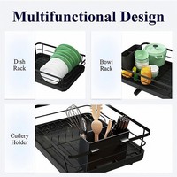 Égouttoir à vaisselle en acier pliable et extensible, avec égouttoir rétractable, de luxe, à compartiments, pour plan de travail de cuisine