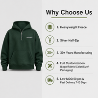 Sweat-shirt personnalisé en molleton épais pour homme, à demi-zip, épaules tombantes, poche kangourou, coupe oversize, vert, style streetwear