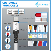 Cargador Rápido Universal de 60W 3A PD, Cable USB Dual Tipo-C a Tipo-C, Cable de Carga Rápida Tipo-C para Teléfono