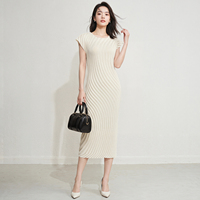 En stock, robe midi droite Miyake vintage élégante et minimaliste, plissée, coupe ajustée, pour femme, en crêpe, sans plis, taille unique