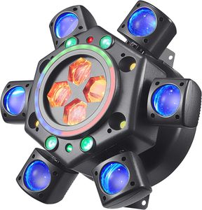 Luz LED de haz de 6 brazos multiefecto y cabezal móvil láser de 150W RGBW con control DMX512 para escenarios profesionales y discotecas - Product Image 1
