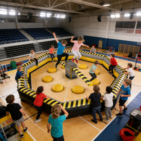 Hualong Nouveau Parcours d'obstacles interactif rotatif, Défi Meltdown, Jeux sportifs, Jeu gonflable Wipeout Machine, Barres de saut