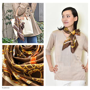 ผ้าพันคอผ้าไหมลายทแยงขนาด90ซม. ทรงสี่เหลี่ยมขนาดใหญ่สำหรับผู้หญิงญี่ปุ่นพิมพ์ลายหน้าจอด้วยมือหรูหราคุณภาพยอดเยี่ยม - Product Image 4