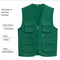 Chaleco informal con cremallera de verano para hombre para actividades al aire libre, chaleco con múltiples bolsillos y logotipo personalizado para senderismo, fotografía de periodista